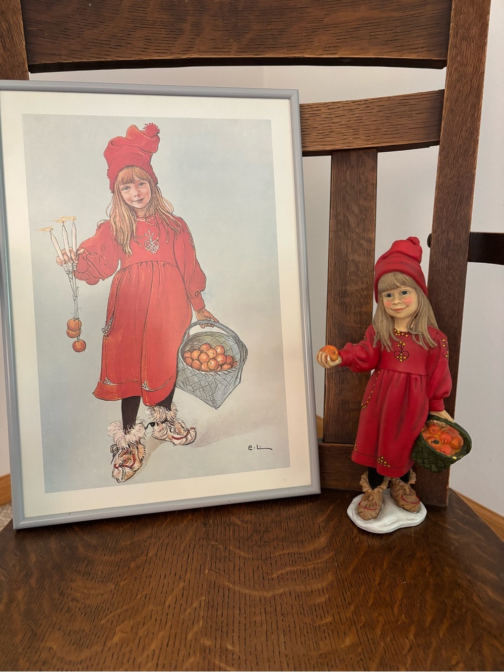 Carl Larsen print and figurine from Norway.